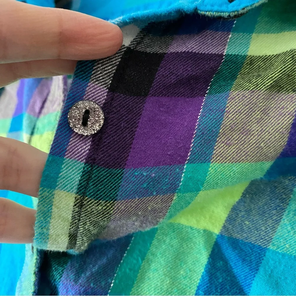 Justice Girls Button-up Plaid Shirt with a Studded Vest Size 14